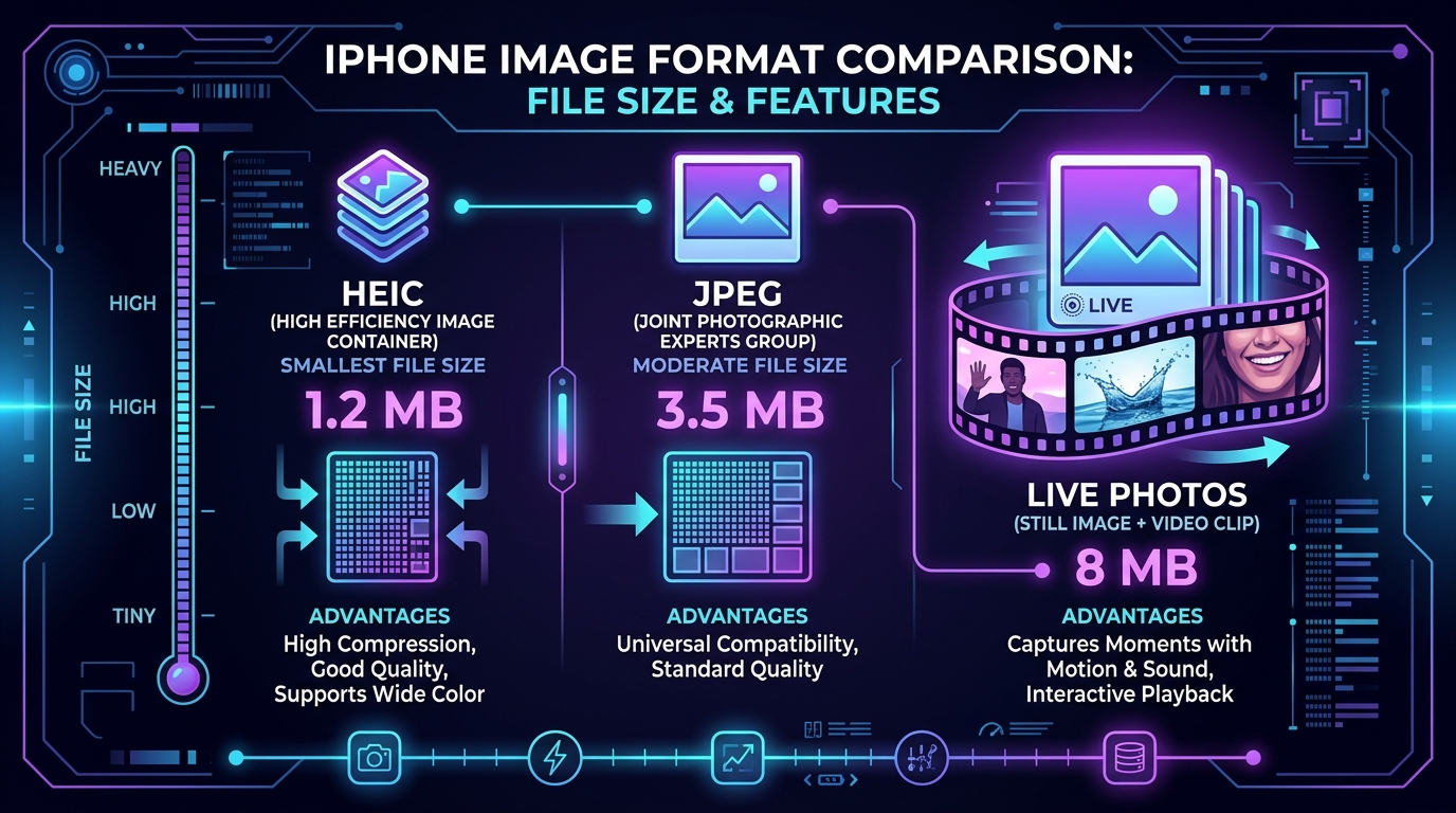 HEIC vs JPEG on iPhone: How Apple's Compression Saves Storage (and Why Live Photos Eat Space)