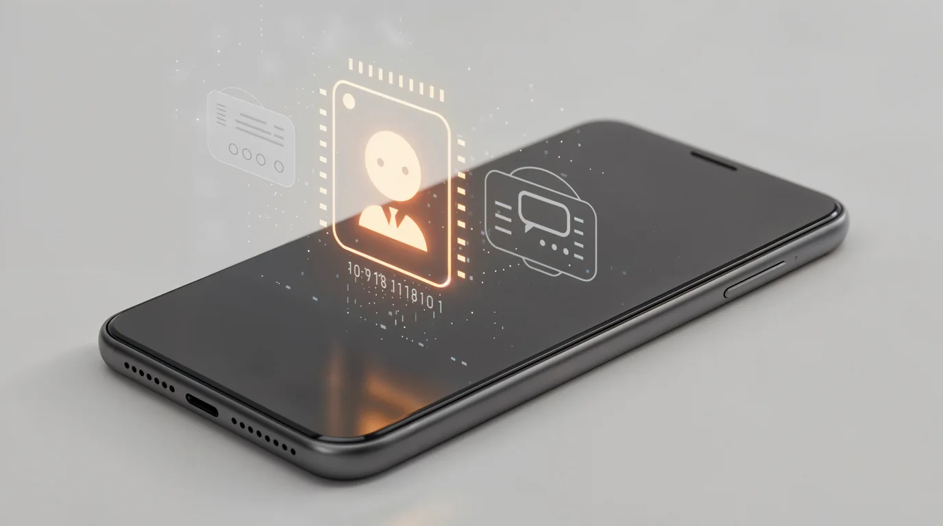 Smartphone displaying biometric security authentication lock and privacy shield