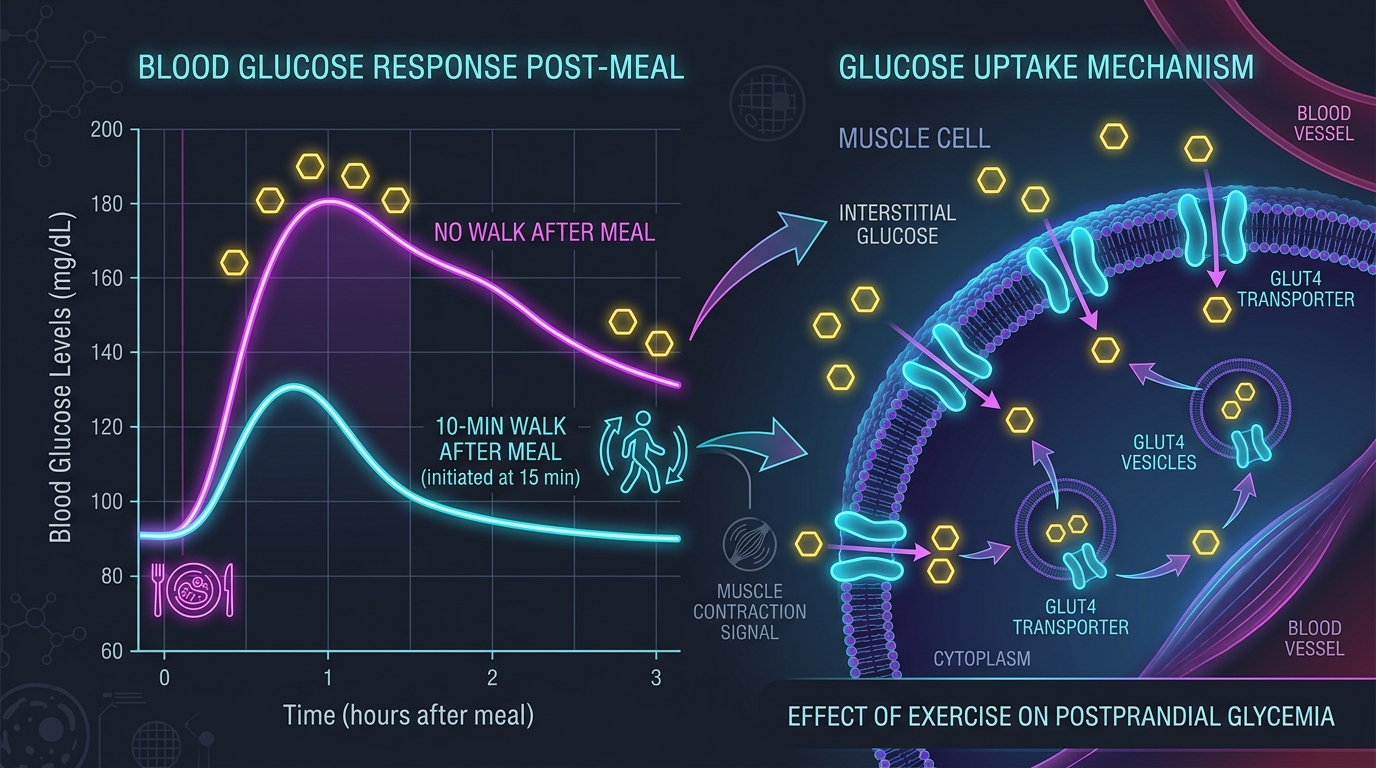 Postprandial Glucose Blunting: How a 10-Minute Walk After Meals Shuts Down Insulin Spikes