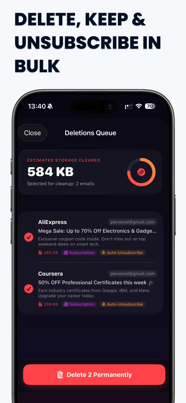 Swipe Email Cleaner - Smarter Scan & Echtzeit-Erkennung auf dem iPhone
