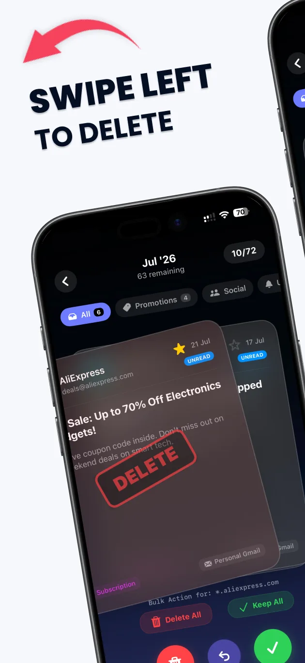 Swipe Email Cleaner - Detaillierte Einblicke & Statistiken auf dem iPhone
