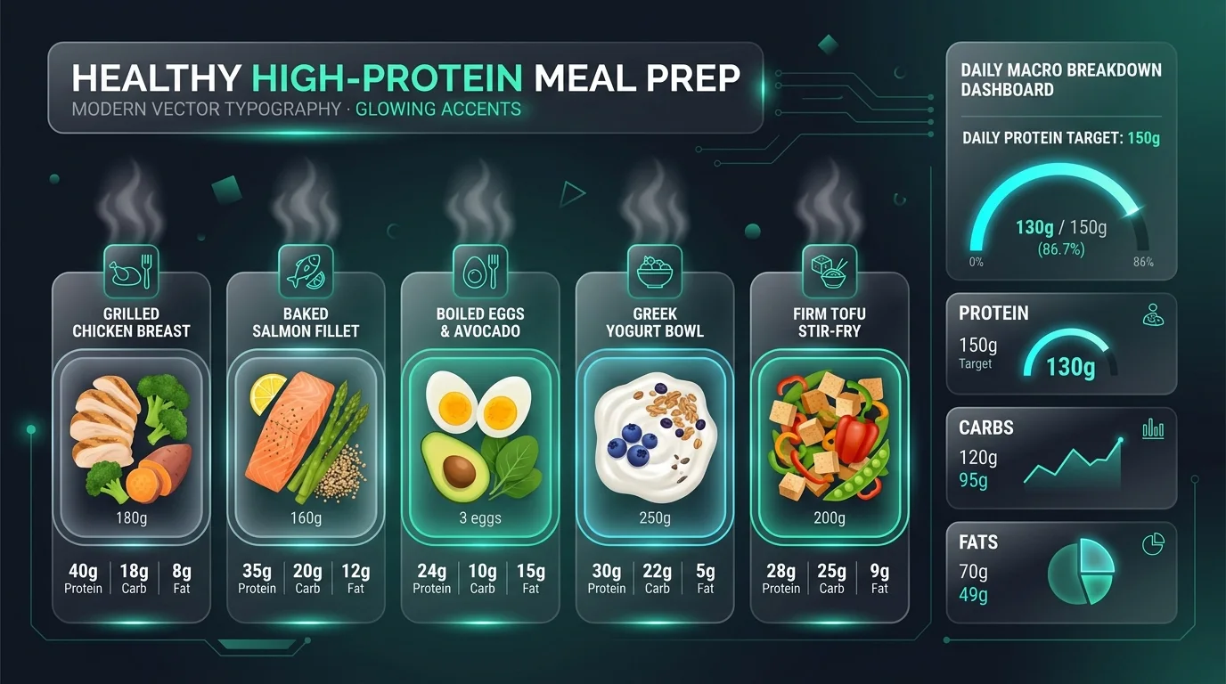 High-Protein Meal Prep Staples and Macro Dashboard