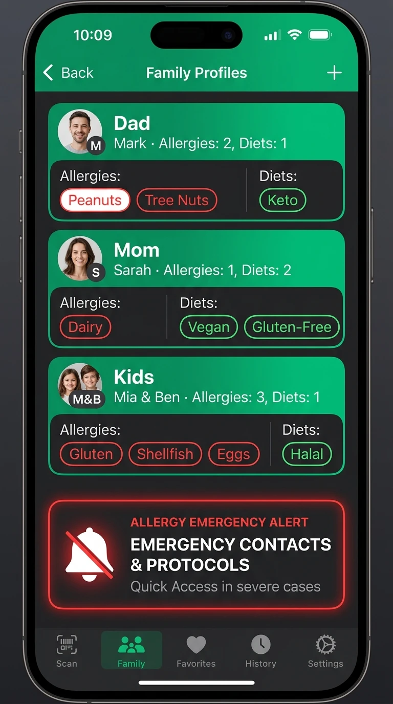 Kinza - Family Allergy Profiles & Personalized Diets