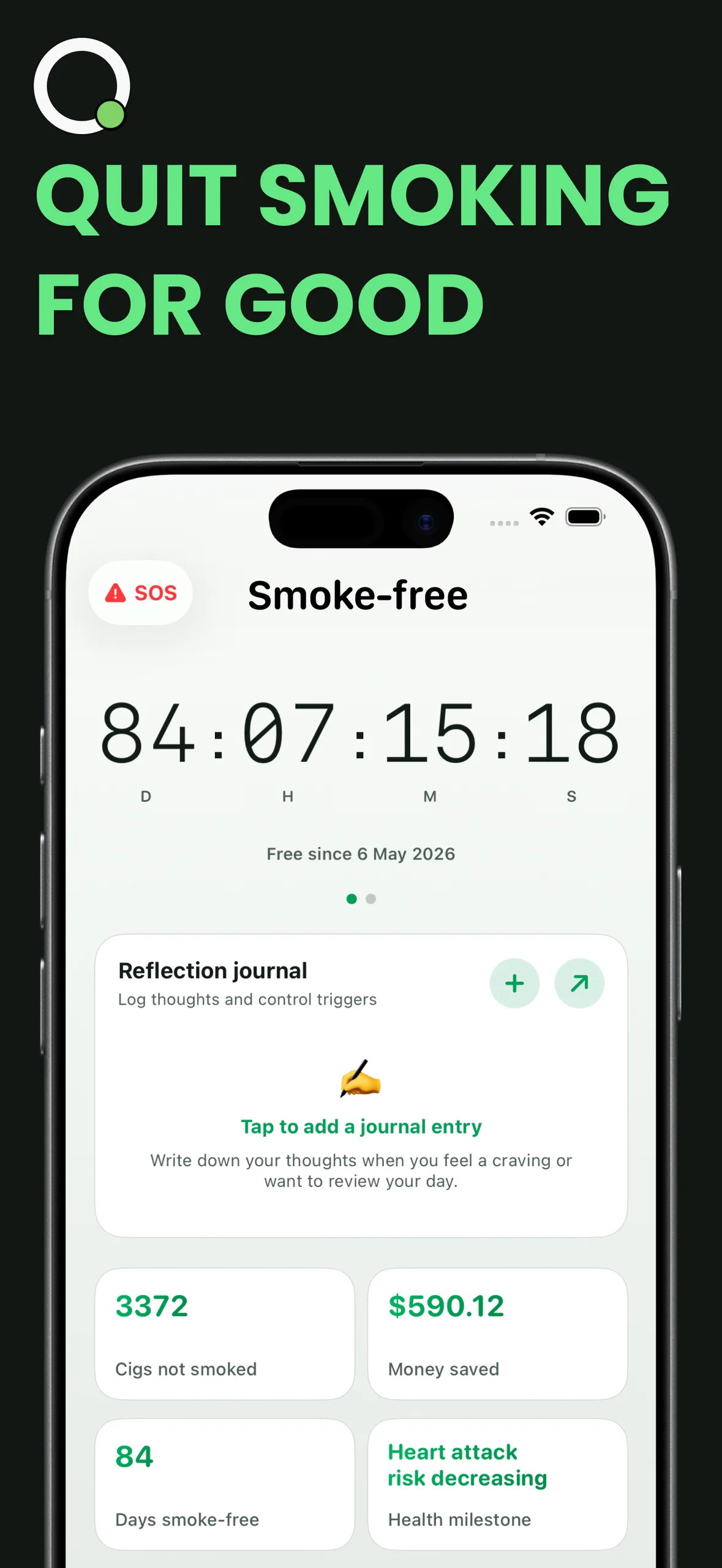 Rauchstopp Tracker - Übersicht & Hauptfunktionen auf dem iPhone