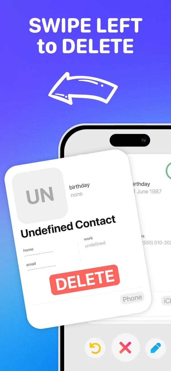 Swipe Contacts - Розумне сканування & Статус на iPhone