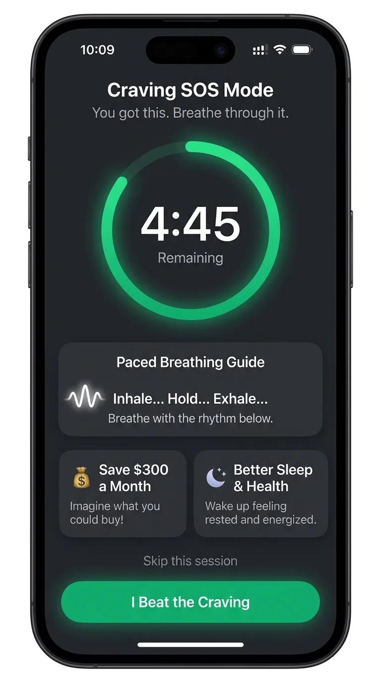 Quit vaping, snus and smoking, one step at a time - Детальная Статистика на iPhone