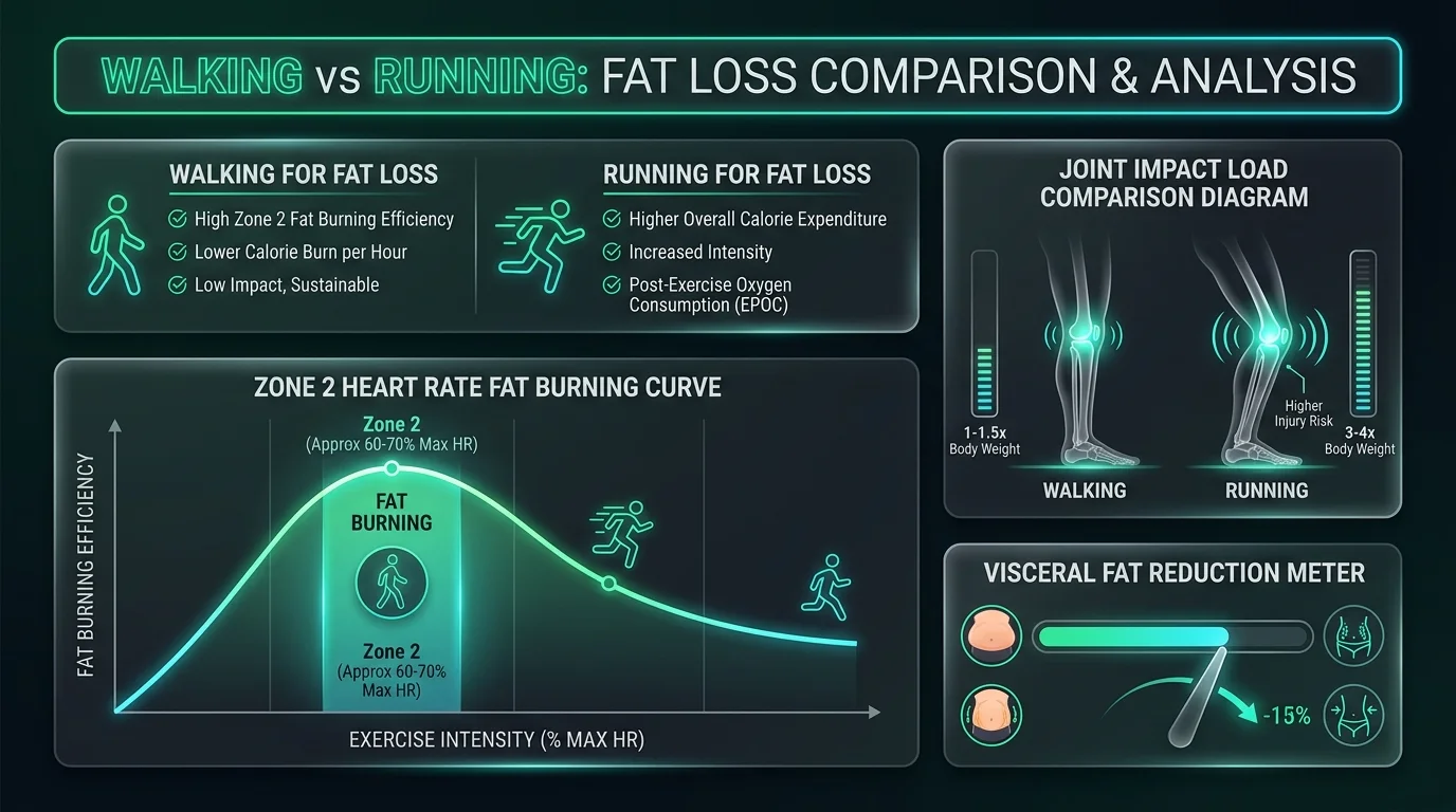 Walking vs Running Fat Loss Comparison and Zone 2 Curve